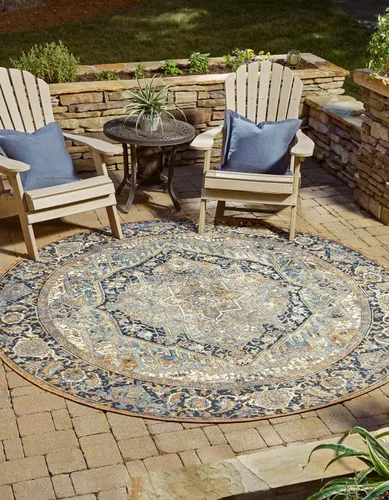 Miniatura 18 de Unique Loom Outdoor Traditional Collection - Alfombra de área - Nosara (4 pies 1 pulgada x 6 pies 1 pulgada, rectangular, azul/azul claro)