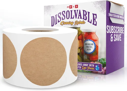 Miniatura 11 de Etiquetas de conservación solubles de MESS, 1.27 cm de diámetro, paquete de 200 – Adhesivos removibles de papel kraft para tarros de mermelada