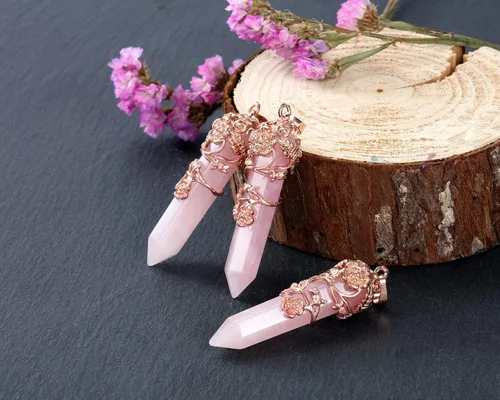 Miniatura 3 de Jovivi Collar puntiagudo de cristal curativo natural envuelto en flores, colgante de piedras preciosas de prisma hexagonal, collar de péndulo