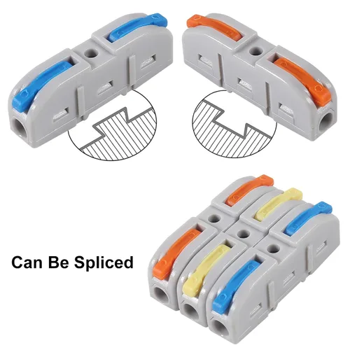 Miniatura 5 de Kit de conectores de cable de empalme eléctrico de conexión rápida, conectores de cable de palanca, terminales compactos en línea de empalme a tope