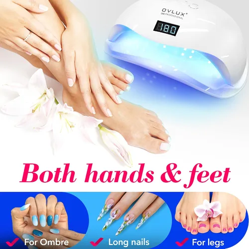 Miniatura 5 de OVLUX Lámpara de uñas LED UV de 180 W - Secador de uñas rápido profesional para esmalte de gel con 57 LED, sensor automático, pantalla LCD, 4