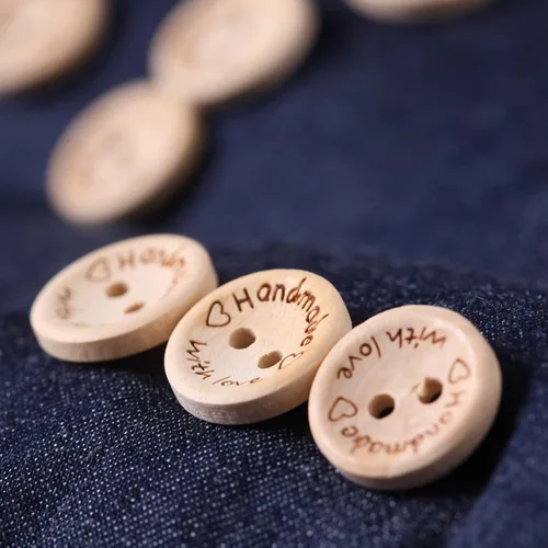 Miniatura 7 de 100 botones de madera hechos a mano de 3/4 pulgadas para manualidades y costura, forma redonda, 2 agujeros, 0.787 in