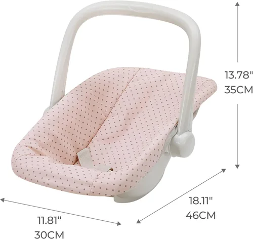 Miniatura 6 de Olivia's Little World Conjunto de Portabebés y Asiento de Coche de Muñeca Bebé Princesa de Lunares, Rosa/Gris
