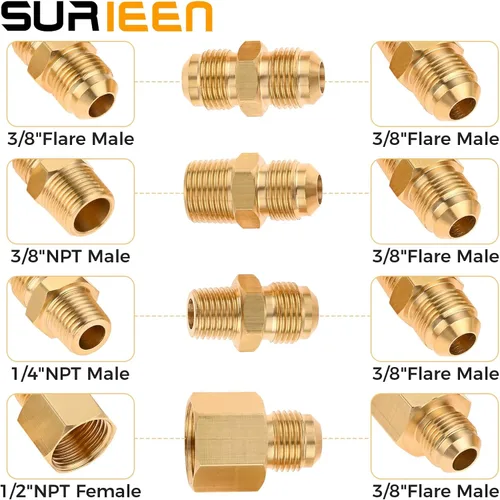 Miniatura 2 de Modelo T3 POL Regulador de baja presión de propano, 3/8 "hembra Flare 1/2 "hembra NPT 3/8 "macho NPT adaptador de gas NPT 1/4" macho para barbacoa