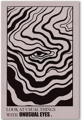 Miniatura 10 de Arte de pared retro hipster – Arte extraño en blanco y negro de los años 70 con ojos femeninos y labios – Impresión abstracta preppy – Decoración