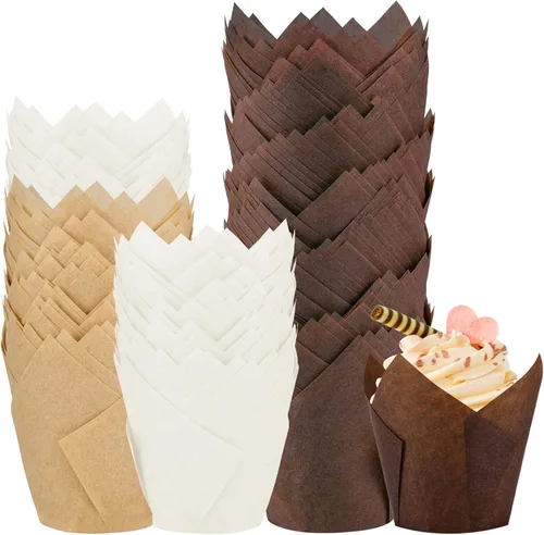 Miniatura 8 de XP-ART 200 forros de tulipanes para cupcakes, pergamino, para hornear muffins, perfectos para fiestas de cumpleaños, bodas, baby showers, catering