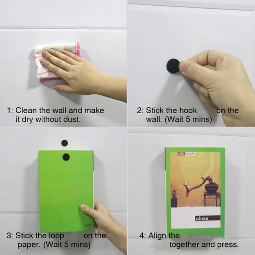 Miniatura 4 de Puntos autoadhesivos, adhesivo fuerte, 1200 unidades (600 pares) de nailon con gancho trasero de 0.59 pulgadas de diámetro, tiras de bucle con Negro