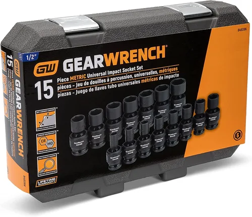Miniatura 5 de Gearwrench juego de llaves de impacto universal métrico de 6 puntas de 1/2 pulgada (15 piezas) - 84939N