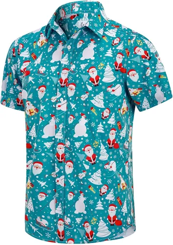 Miniatura 43 de EUOW - Camisas hawaianas para hombre de manga corta con botones, estampadas para la playa y el verano