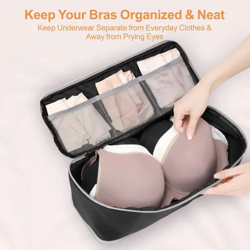Miniatura 7 de Cambond Travel Underwear Organizer Bag - 4-in-1 Double Layer Lightweight Bra Organizer, Portable Expandable Compression Packing Cubes Travel Packing