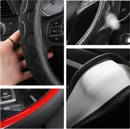 Miniatura 5 de Funda para Volante GIANT PANDA para Toyota, Funda para Volante de Coche para Toyota Highlander Rav4 Corolla Camry, Tamaño Estándar - Rojo