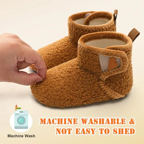 Miniatura 7 de BARERUN Pantuflas para niños y niñas, zapatos de casa para bebés, botines de invierno mullidos de felpa acogedora para niños, pantuflas cálidas