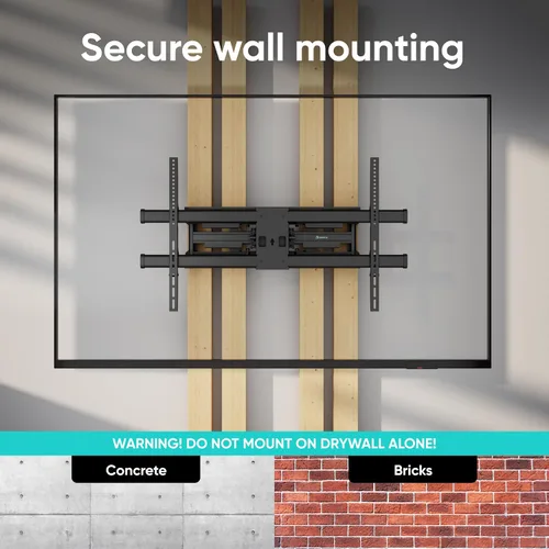 Miniatura 6 de ONKRON Soporte de pared para TV de movimiento completo para pantalla de 42 a 120 pulgadas de hasta 220 libras, soporte de TV grande y resistente