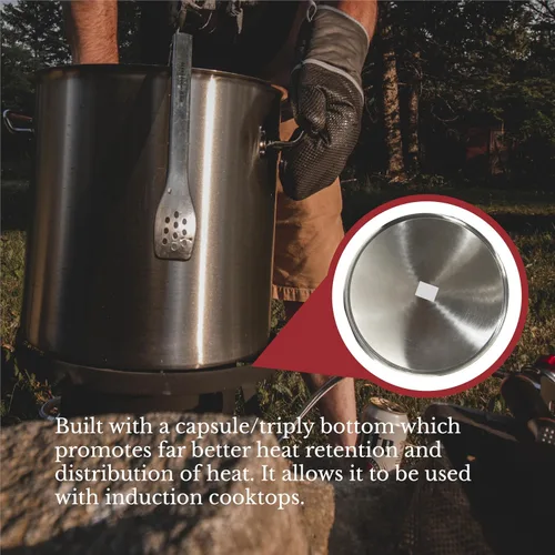 Miniatura 5 de GasOne Olla de acero inoxidable con cesta, olla de 53 cuartos de galón con tapa y parte inferior reforzada, olla de cocina resistente para freír