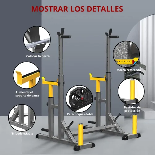 Miniatura 4 de K KiNGKANG Estante Ajustable para Sentadillas, Soporte Multifunción para Barra con Pesas para Levantamiento de Pesas y Gimnasio en Casa
