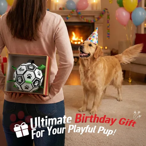 Miniatura 3 de QDAN Juguetes para perros, pelota de fútbol extragrande con correas, juguete de remolcador, juguete de agua, bolas duraderas para perros