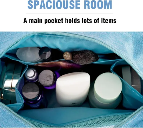 Miniatura 6 de L&FY Neceser portátil multifuncional para viaje, estuche de maquillaje y cosméticos, organizador de artículos de aseo, A-Negro