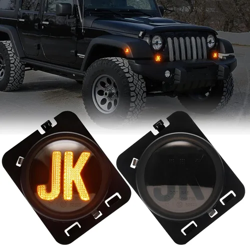 Luces de posición laterales para Jeep Wrangler JK/JKU 2007-2018, luz LED de guardabarros delantero, Plug & Play, lámpara de estacionamiento