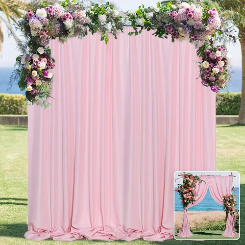 Cortina tipo telón de color rosa para fiestas con bolsillo para varilla, cortinas tipo telón de color rosa para fotografía, cortinas tipo telón para