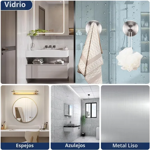 Miniatura 7 de Ganchos de Ventosa para Ducha, Ganchos de Toalla Sin Taladrar para Pared de Baño, Cocina, Vidrio, Espejo, Azulejos - Ideales para Colgar Toallas