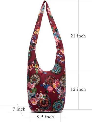 Miniatura 187 de Bolsa de hombro para mujer, de lona en estilo hippie/bohemio para llevar cruzada al hombro, disponible en diferentes colores y estampados