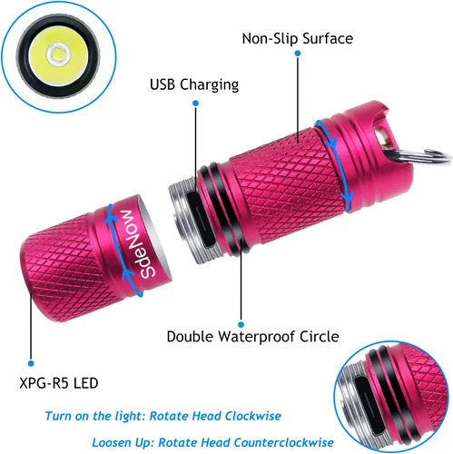 Miniatura 3 de Mini Linterna Llavero EDC 200 lúmenes USB Micro Recargable Linterna de Bolsillo Resistente al Agua