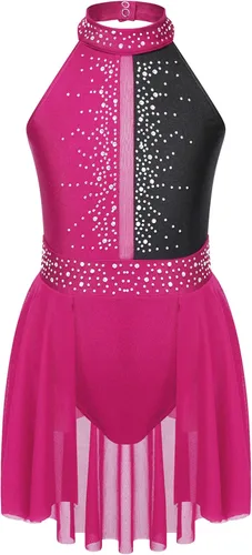 Miniatura 49 de CHICTRY Kids Girls Sparkly Rhinestone Ballet Gymnastics Leotards Modern Lyrical Dance Costume