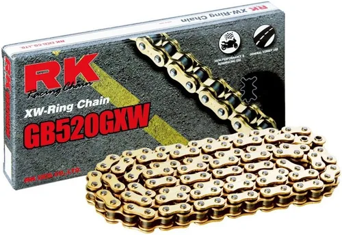 RK Racing Chain BL52GXW-12 - Cadena de anillos XW de 12 eslabones negros y dorados con eslabones de conexión, Dorado