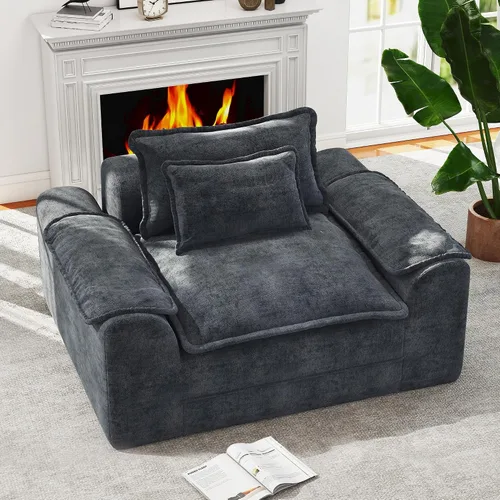 Miniatura 22 de Hobestluk Cloud - Sofá individual de espuma viscoelástica con asiento profundo, sofá en forma de L con funda extraíble, sofá grande para sala