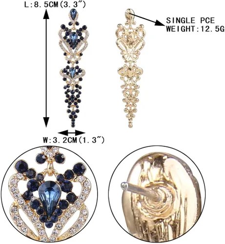 Miniatura 5 de EVER FAITH Aretes colgantes con nudo floral inspirado en Gastby de cristal austriaco para mujer color dorado Cristal