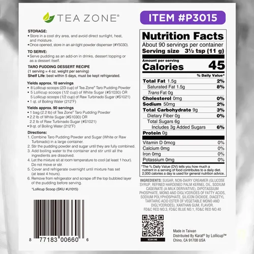 Miniatura 2 de Tea Zone Mezcla de pudín Taro en polvo de 2.2 lb