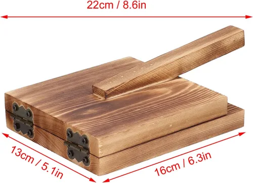 Miniatura 4 de Prensa de tortilla, prensa de tortilla de madera, prensa mexicana de tortilla, hecha de madera natural de grado alimenticio, papel pergamino grande
