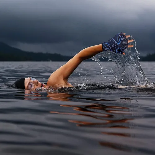 Miniatura 6 de Guantes de natación de nailon, guantes de natación acuática, guantes de malla para entrenamiento acuático, manos palmeadas a mano, aletas, guantes
