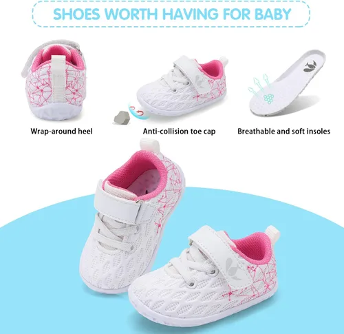 Miniatura 4 de FEETCITY Zapatillas de bebé para niños y niñas, zapatos de primera caminata, zapatos de cuna para recién nacidos, zapatos de meter