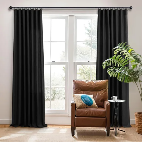 Miniatura 293 de Cortinas de lino gris claro, 2 paneles, presillas traseras, bolsillo para cortinero, semitraslúcidas, ahorran energía, estilo rústico, arpillera