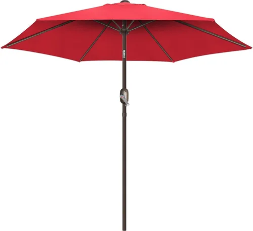 Miniatura 15 de Sombrilla de patio de 7.5 pies/9 pies, sombrilla de piscina con protección UV con poste resistente, sombrilla para exteriores con botón