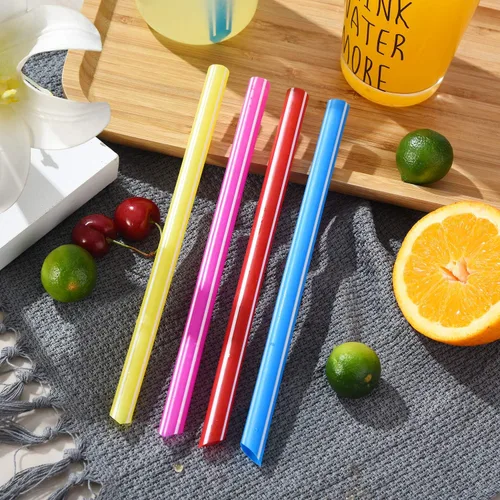 Miniatura 5 de ALINK Pajitas de plástico extra anchas para batidos de té Boba de arcoíris, 1/2 pulgadas de ancho x 8 1/2 pulgadas de largo, pajitas grandes