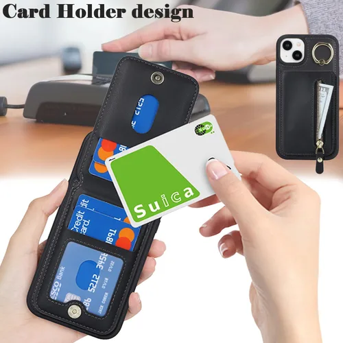 Miniatura 3 de para iPhone 14 Funda con soporte magnético Magsafe compatible, llavero de cuero PU plegable con soporte desmontable, funda tipo cartera 2-en-1