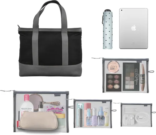Miniatura 5 de SUPACOOL Bolsa de maquillaje de malla de viaje, bolsas organizadoras de cosméticos con cremallera, bolsas organizadoras de pañales, bolsa de nailon