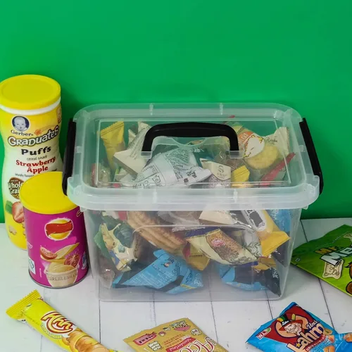 Miniatura 4 de Paquete de 6 cajas de almacenamiento de plástico de 5 litros con tapa, cajas con tapa transparente