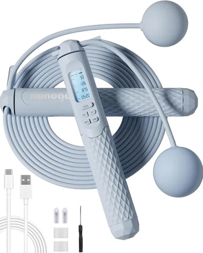 Miniatura 8 de nonogo Cuerda de saltar inalámbrica con contador para fitness, cuerda de saltar inteligente ajustable para hombres, mujeres, niños, boxeo de Rosa