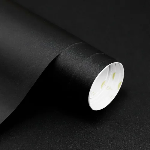 Homease Papel Tapiz Negro Sólido 24 x 196 pulgadas Papel de Contacto Negro Mate Grueso Papel Tapiz Decorativo Despegar y Pegar para Forro de Estante