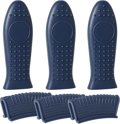 Miniatura 10 de Joyhalo Fundas para mango de sartén de hierro fundido, paquete de 6 fundas de silicona resistentes al calor, color negro
