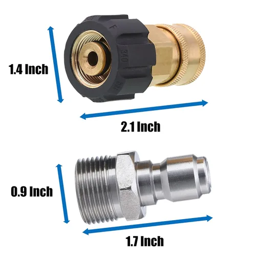 Miniatura 8 de Tool Daily Juego de adaptadores para hidrolimpiadora, Adaptador de lavadora a presión, Kit de conexión rápida de 3/8 pulgadas, M22 0.551 in a M22