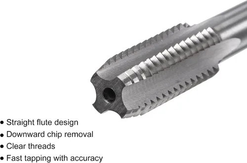 Miniatura 3 de uxcell Macho de roscar para fresado de roscas 1/2"-13 UNC, máquina de mano izquierda HSS (acero de alta velocidad) 6542 sin recubrimiento 4 flautas