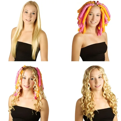 Miniatura 4 de 50 piezas de rizadores de pelo en espiral sin calor de 22 pulgadas, rizadores mágicos sin calor para cabello largo, 6 piezas de ganchos de peinado