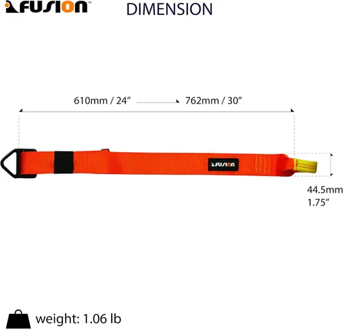Miniatura 3 de Fusion - Cordón ajustable con anillo en D, naranja, 30 pulgadas (TZP-16-3)