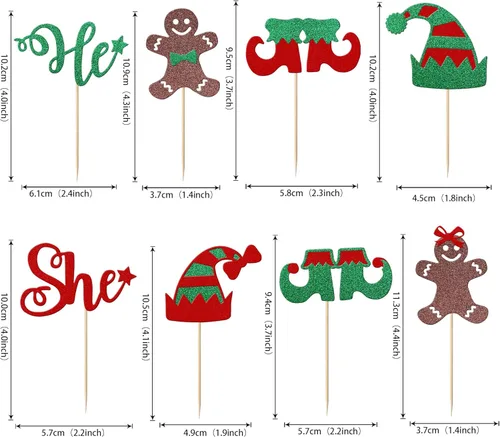 Miniatura 2 de Paquete de 24 Adornos para Cupcakes de Feliz Navidad, Adornos para Cupcakes para Revelación de Género, Adornos para Cupcakes de Árbol de Navidad, 5