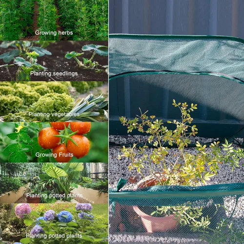 Miniatura 4 de ANC POP Paquete de 3 cubiertas de malla desplegable para plantas, 40 x 40 x 30 pulgadas, protector de plantas para jardín elevado y cama de flores