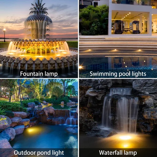 Miniatura 4 de AVEKI Focos solares de estanque, 12 luces LED solares subacuáticas con doble cabezal impermeable, submarino, paisaje, iluminación de seguridad